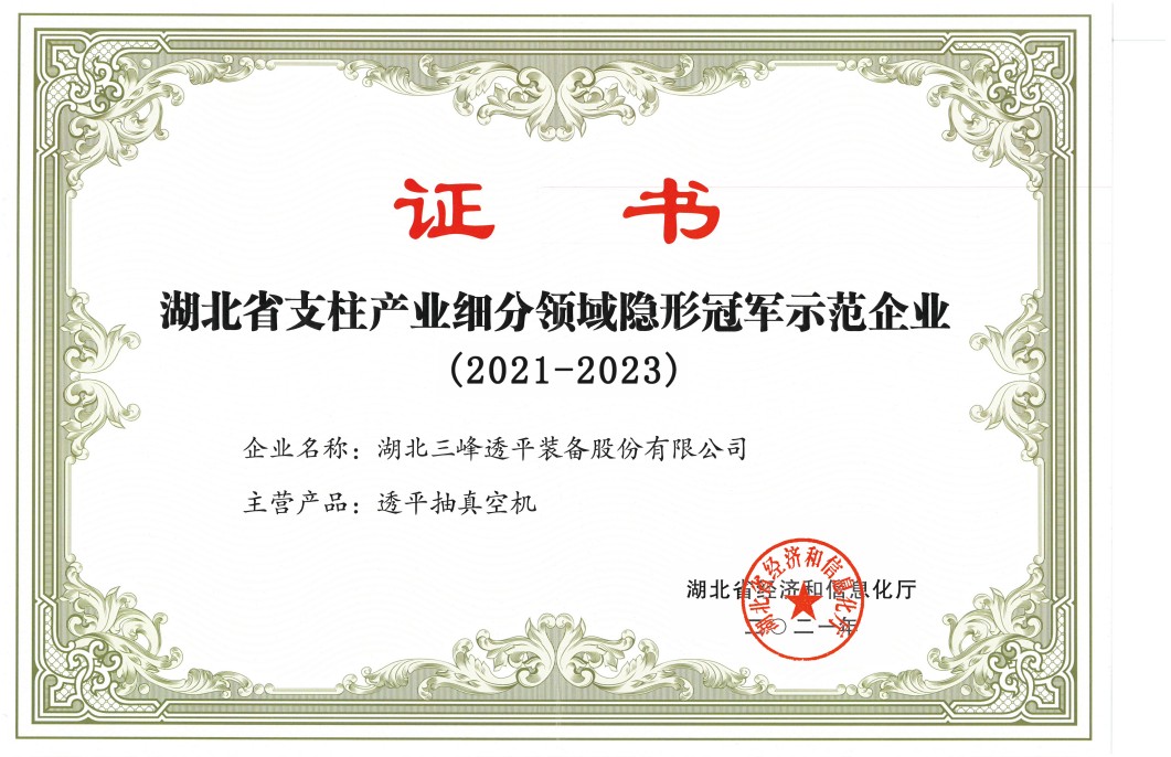 Demonstration Enterprise for “Hidden Champions” in Key Industry Segments of Hubei Province